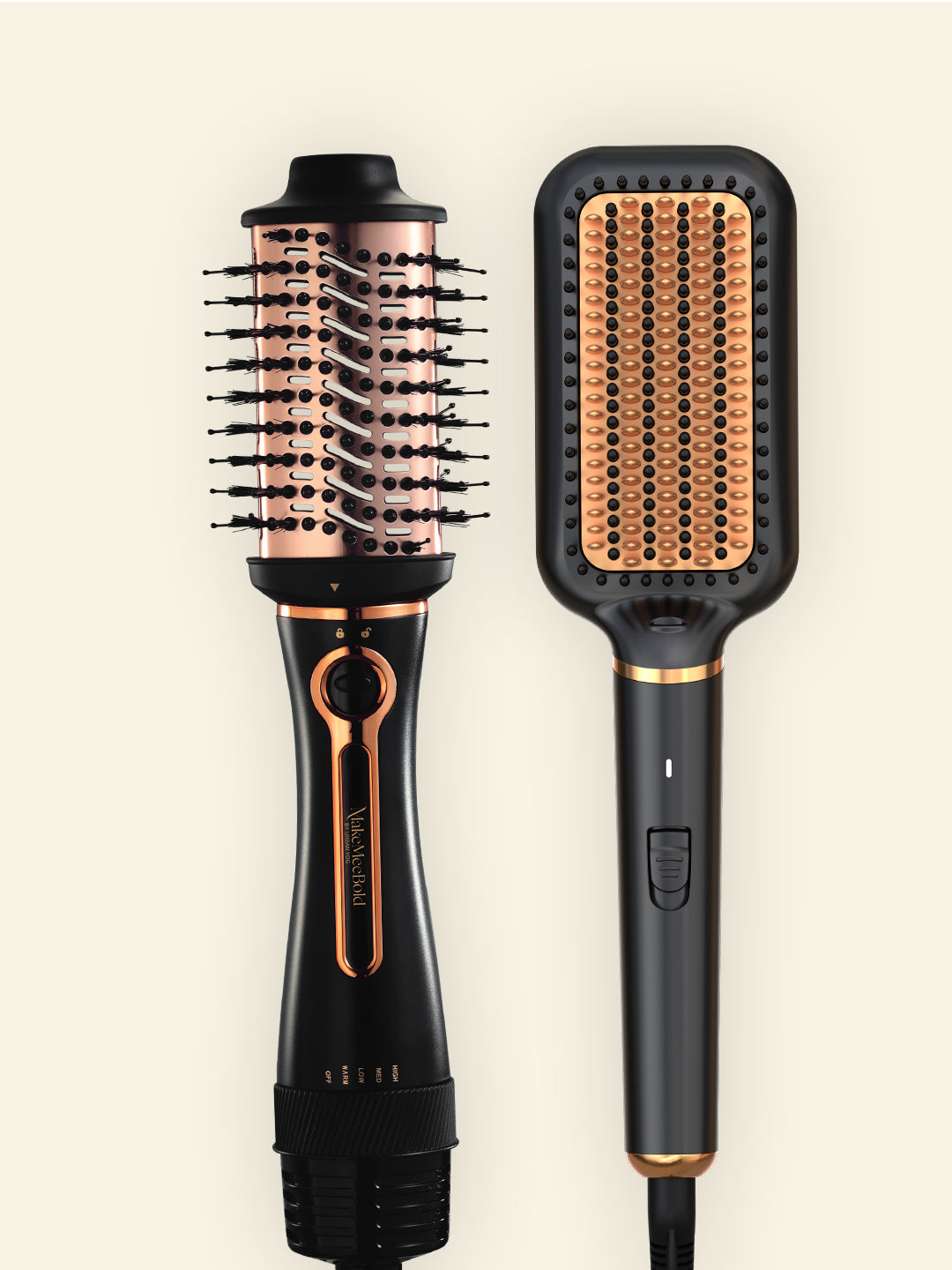 Makemeebold  3-in-1 Hot Air Brush + Frizz Free Straightening Brush