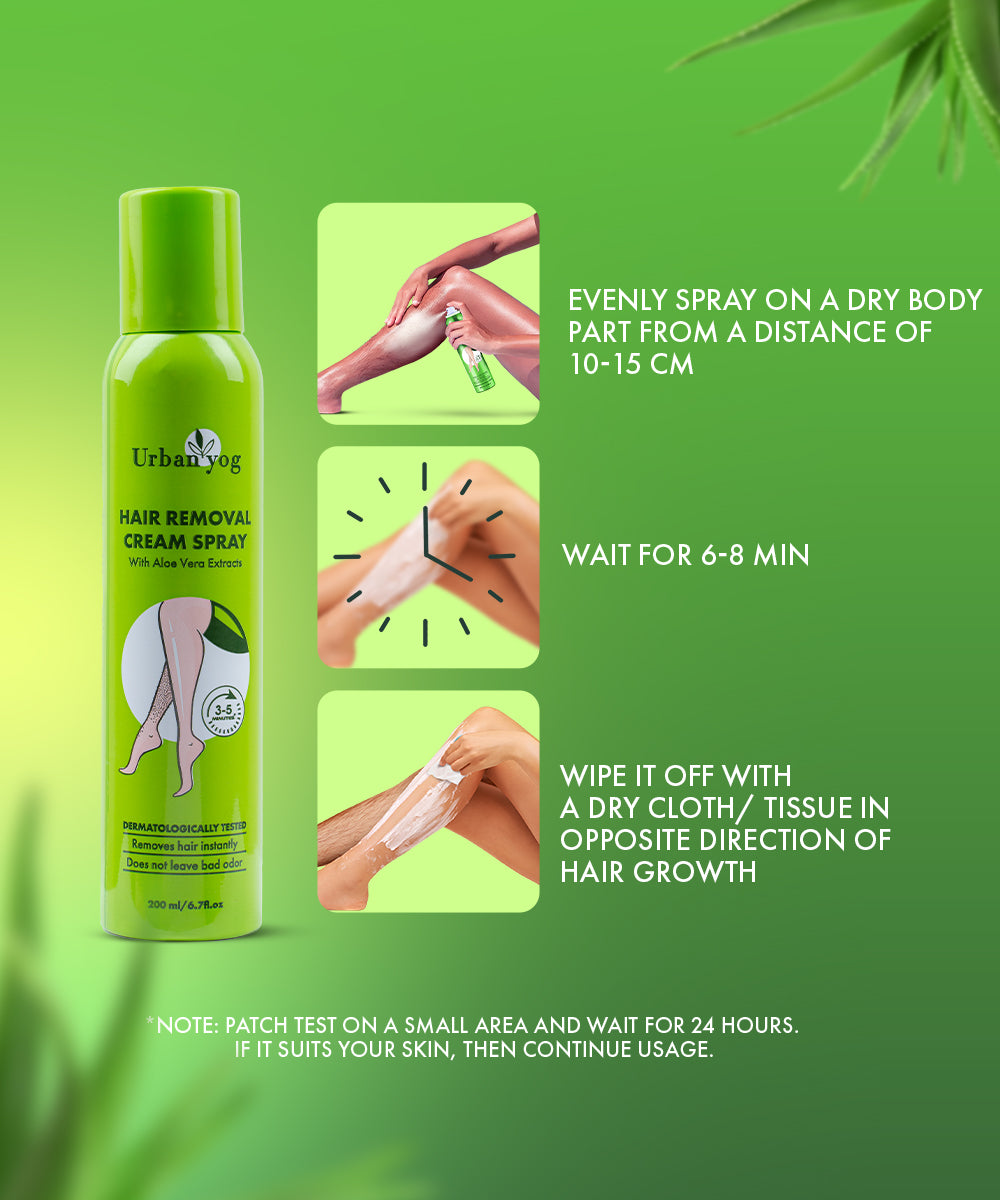 Urban Yog Hair Removal Spray Aloevera Extract how to use - Urbanyog