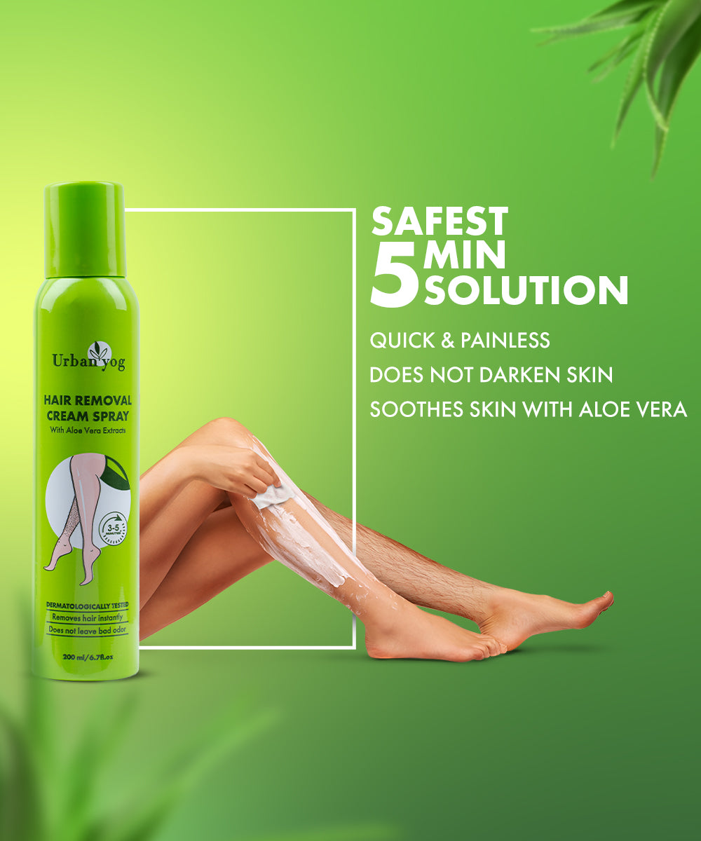 Urban Yog Hair Removal Spray Aloevera Extract safest 5min solution - Urbanyog