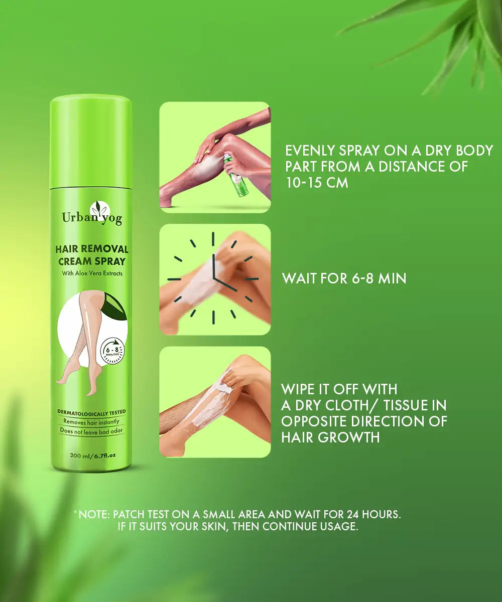 Urban Yog Hair Removal Spray Aloevera Extract how to use - Urbanyog