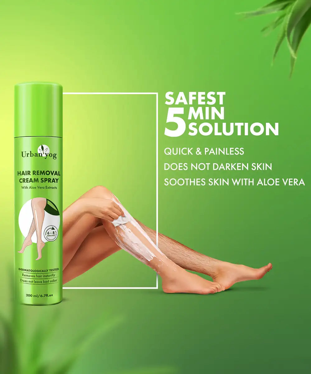 Urban Yog Hair Removal Spray Aloevera Extract safest 5min solution - Urbanyog