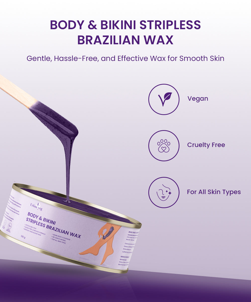 Urbanyog body and biking stripless brazilian wax 190gm features - Urbanyog