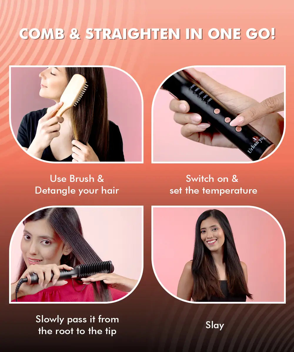 Urban Yog Hair Straightening Brush Comb and straighten in one go - Urbanyog